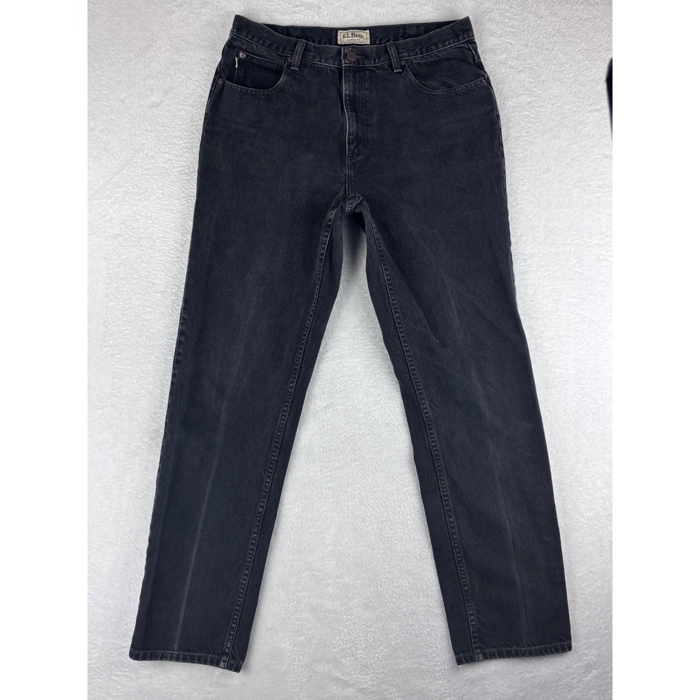 LL Bean Classic Fit Jeans‎ Mens 35x34 Black Wash Denim Pants (33x32 Measured)